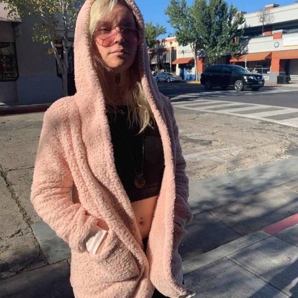Blush Plush Pink Sherpa Coat Hoodie - Picture 5 of 7